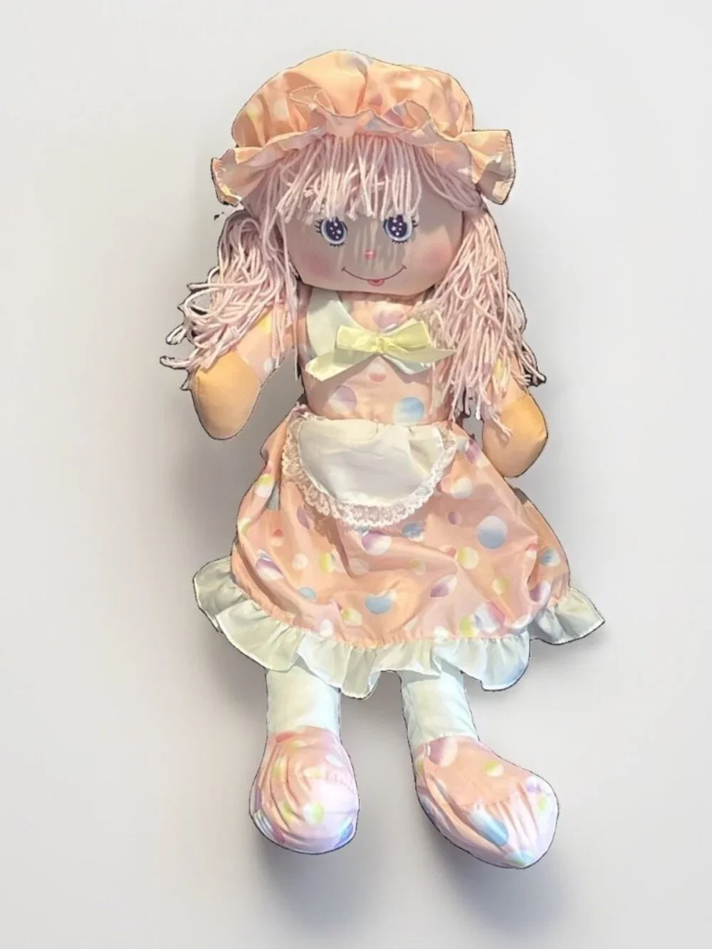 Vintage Happiness Aid Is A Toy By Well-Made Doll Pink Yarn Hair 1988 28” Girl